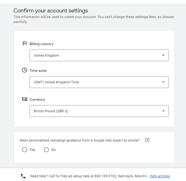 مرحله اخر ساخت اکانت گوگل ادز